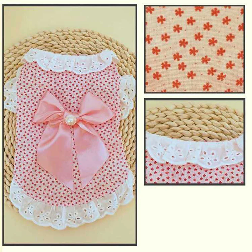 

Skirt For Pet Party Clothes Puppy Bow Tie Outfit Breathable Comfortable Autumn Winter Warm Cute Pink Size Xl