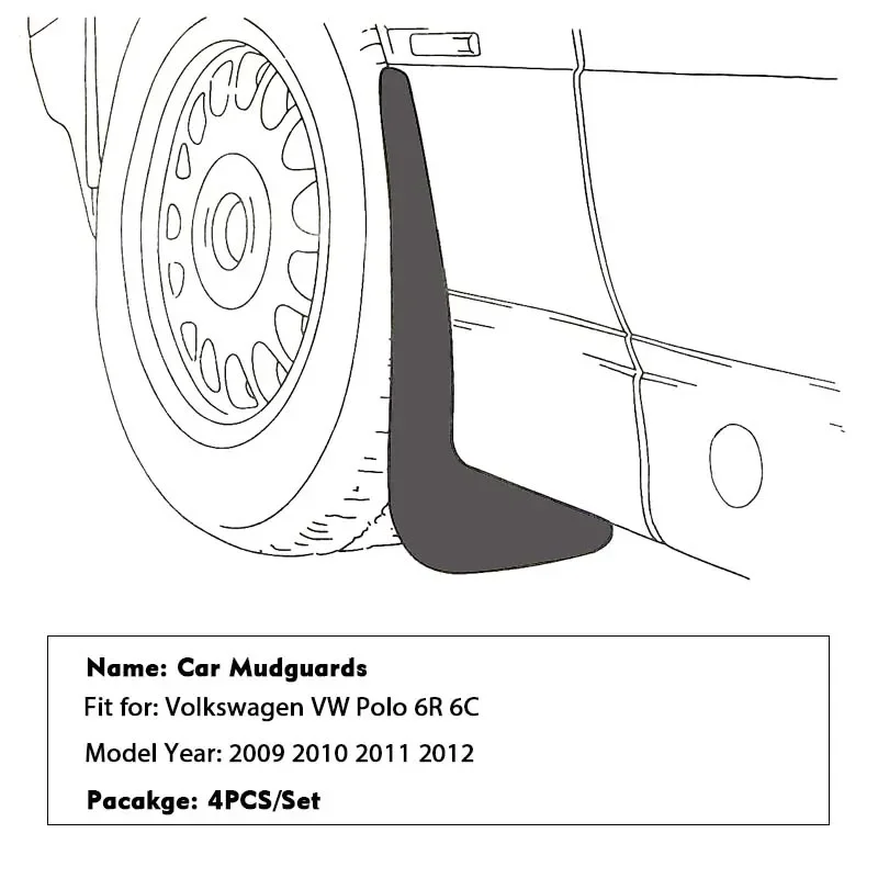 Car Mudflaps Mudguard Fender for Volkswagen VW Polo 6R 6C 2010~2017 2014 2015 2016 Mud Splash flap Guards Car Accessories Goods