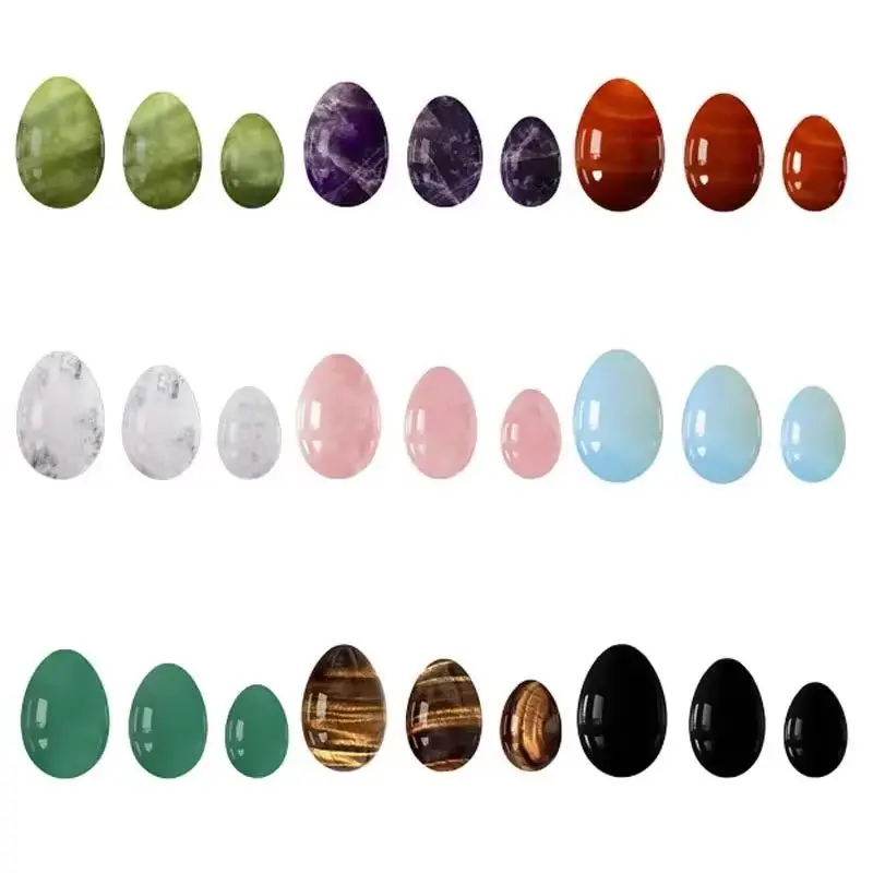 

3Pcs Undrilled Quartz Yoni Eggs Set Natural Jade Stone Crystal Kegel Exerciser Balls Women Vaginal Firming Massager