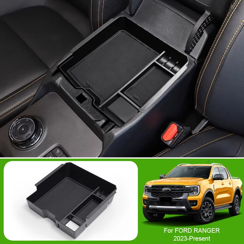 ABS Car Armrest Box Storage For Ford RANGER EXPLORER ESCAPE FOCUS TAURUS MUSTANG MACH-E 2020-Present Auto Centrol Organizer Tray