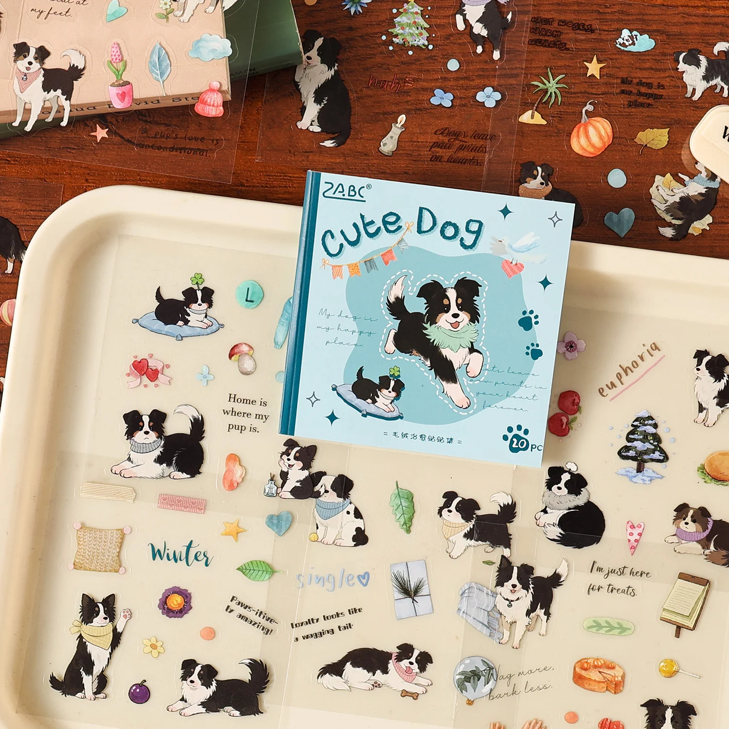 

20 листов наклеек Kawaii PET с фигурной вырубкой, забавные мультяшные наклейки с кошками и собаками, для творчества, дневника, скрапбукинга, милые канцелярские наклейки