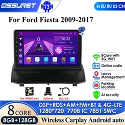 9''AI Intelligent Player 2din Android Car Radio for 2009-2013 Ford Fiesta 2014-2017 Factory SYNC Multimedia Video GPS Carplay 4G