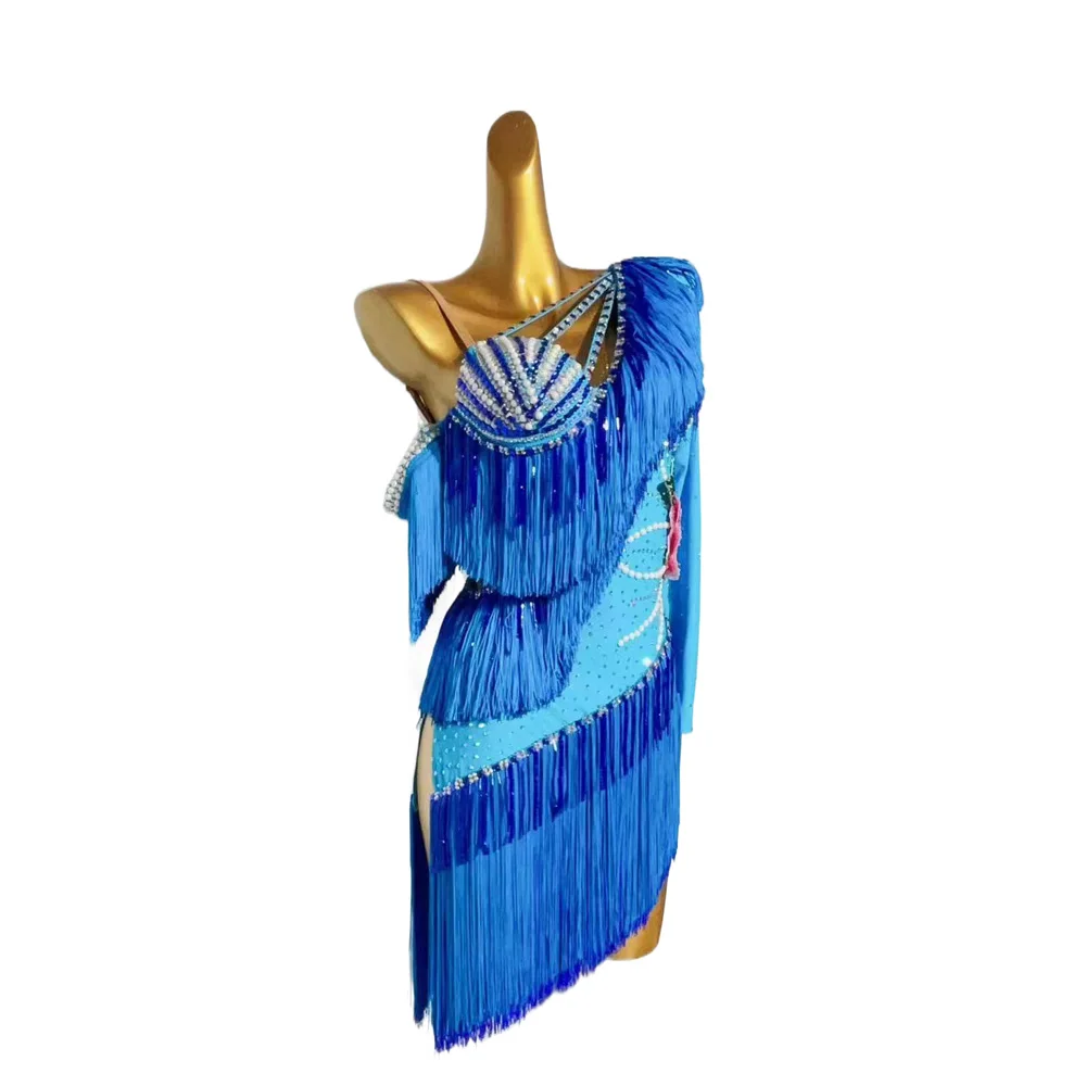 Latin Dance Stage Performance International Special dress High-end Custom Stitching Tassel Rumba Samba Performance Costume