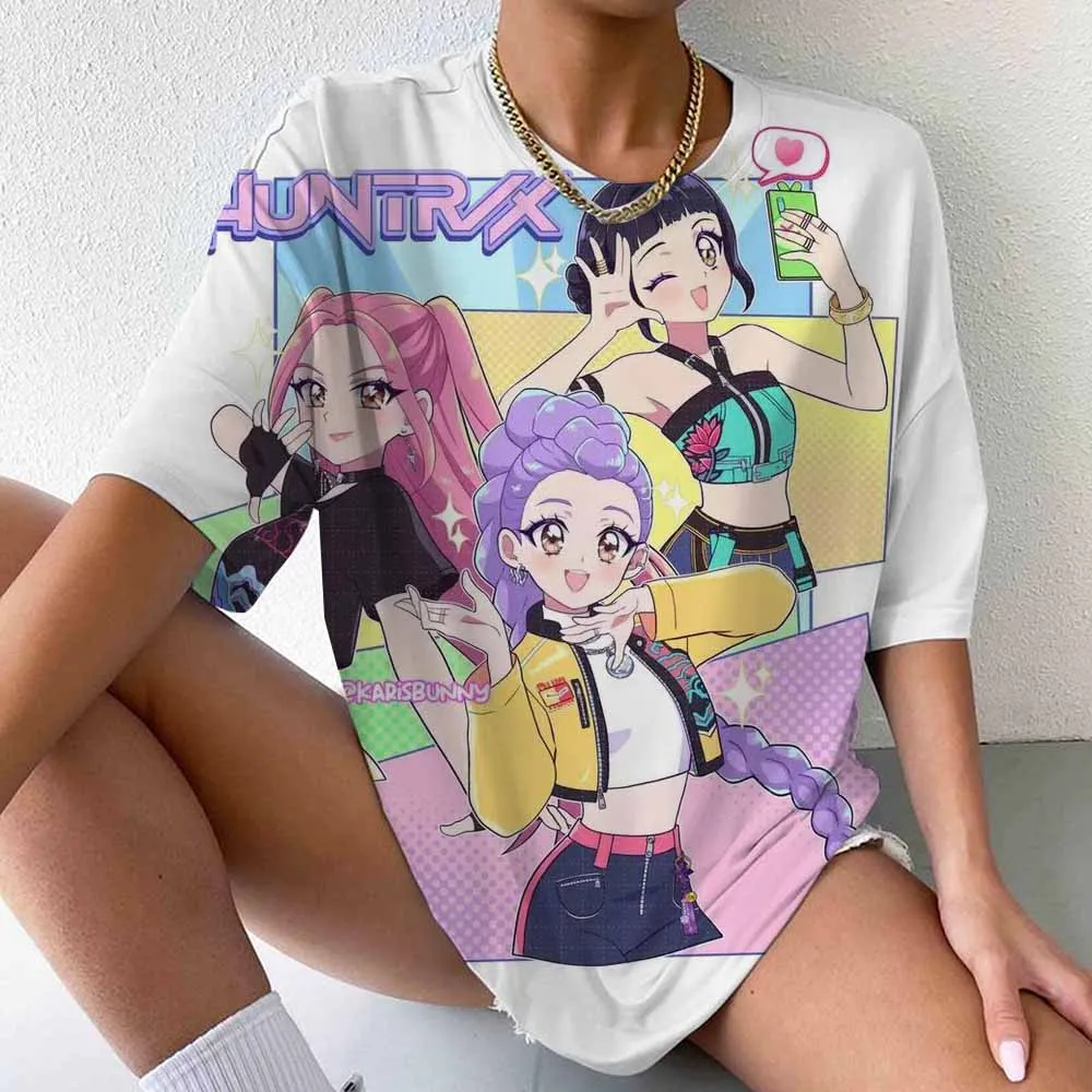 

Anime K-Pop Demon Hunters T-shirt Tops Tie-dye Men's Women's Clothing Round Neck Short Sleeve T-shirt Street Style T-shirts