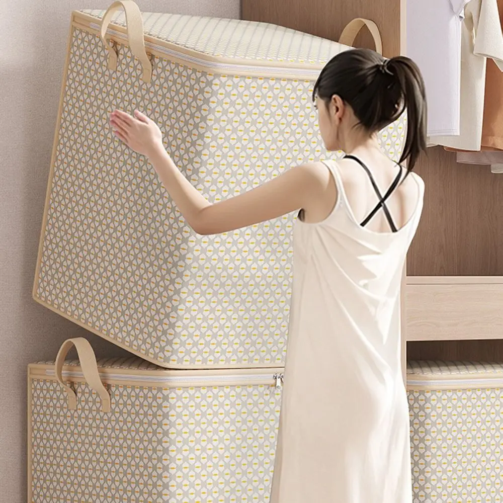 with Handle Clothes Storage Bins Foldable Large Capacity Quilt Storage Bag Dust-Proof Clothes Organizer Closet Storage Box