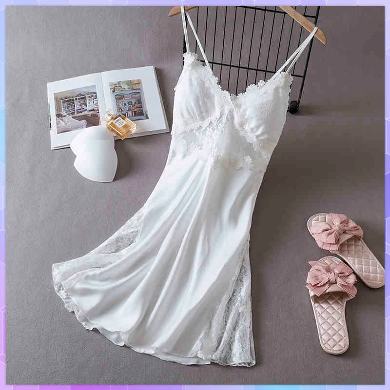 

Spaghetti Strap Women's Nightgown Sexy Chemise Nightdress Casual Lingerie Lace Home Dress Nightgowns Ночная Сорочка Женская