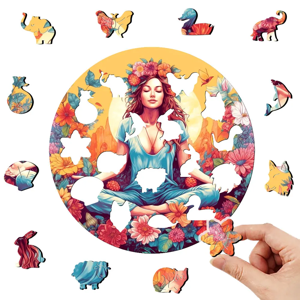 ปริศนาไม้รูปดอกไม้สำหรับ3D ปริศนาเฉพาะบุคคลเกมของขวัญสำหรับเด็กสำหรับผู้ใหญ่ของเล่นเพื่อการศึกษาสำหรับเด็ก