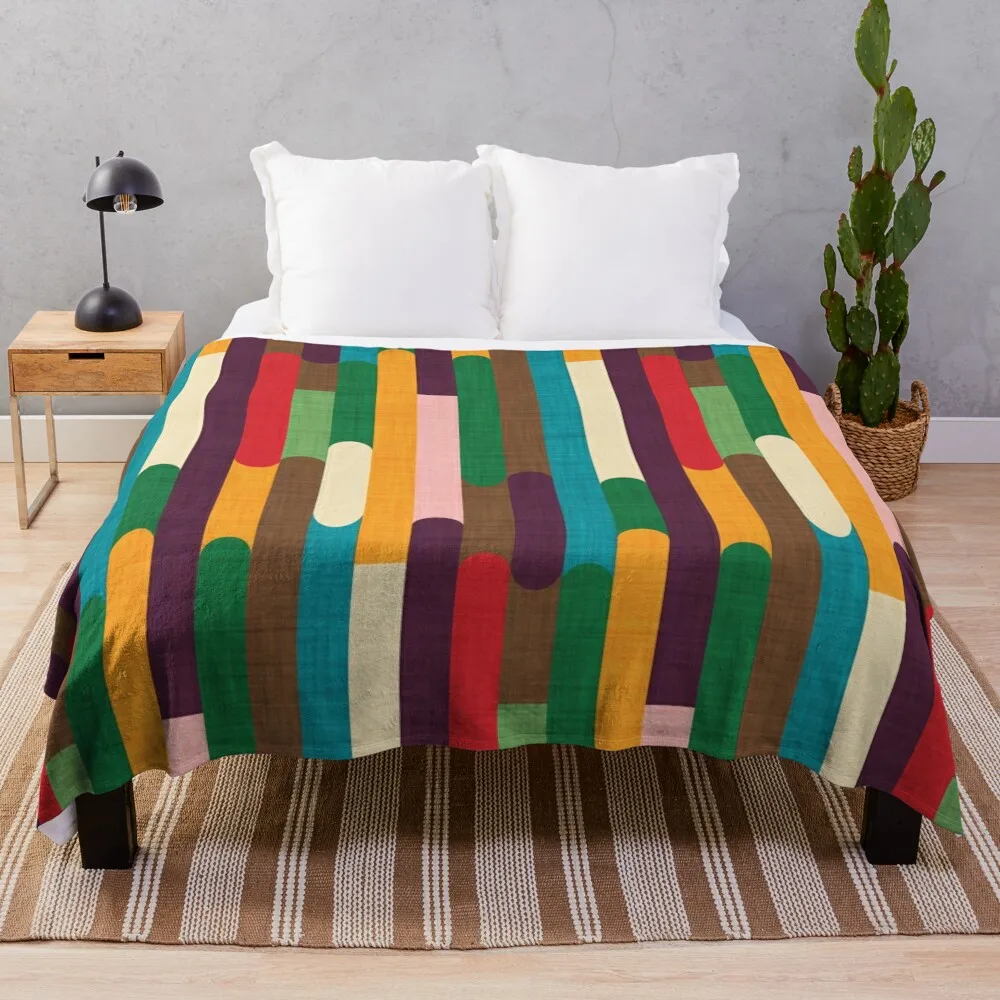 

Retro Color Block Popsicle Sticks Throw Blanket for winter Bed covers Blankets