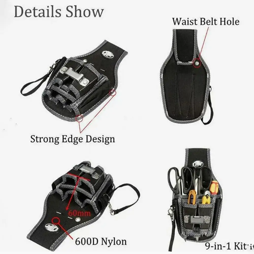 Electrician Repair Waist Tool Bag With Multi Pocket Large Capacity 600d Oxford Cloth Outdoor Waist Bag Belt Screwdriver Kit