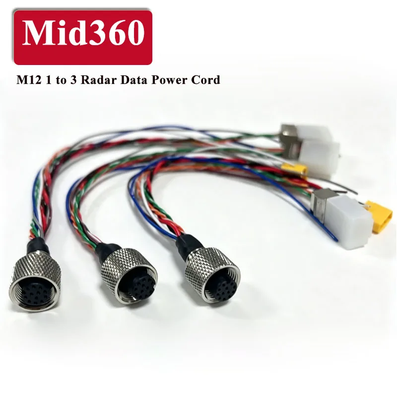 Câble d'alimentation pour données radar Mid360 Livox M12 1 à 3, connecteur aviation, câble d'alimentation TX30, câble Ethernet, ligne de fonction