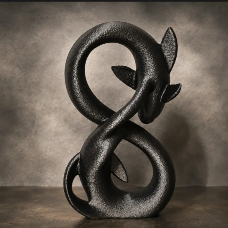 3D Printed Endless Flow Koi Statue, Infinity Loop Fish Art Decor, Plastic Abstract Ocean Theme Tabletop Figurine