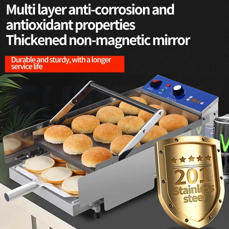 PBOBP Commercial Electric Burger Bun Toaster Sandwich Maker Touchscreen Bread Toaster Mini Automatic Griller Machine