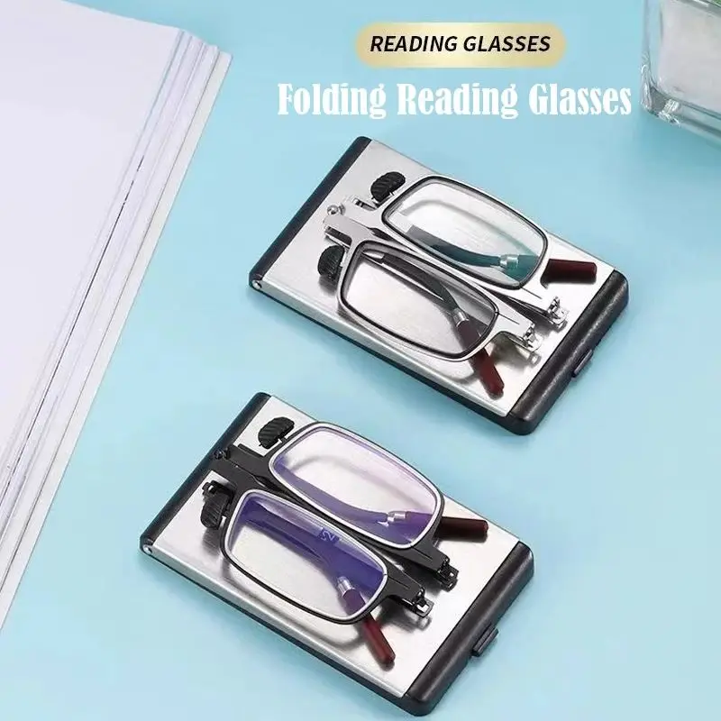 2026 Anti-Blaulicht Faltbare Lesebrille für Herren Augenschutz Handyhalter Optische Brille Ultraleichte Metallbrille – Detail 5