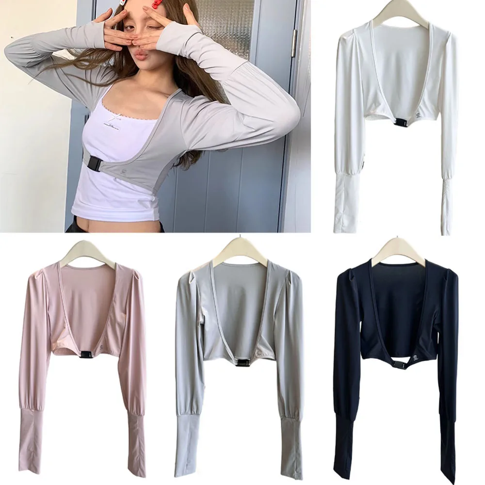 Sunshade Raglan Sleeves Cardigan Arm Covers Ladies Top Plain Shrug Cropped Cape Commuting Arm Covers Fashion Soft Long Sleeves