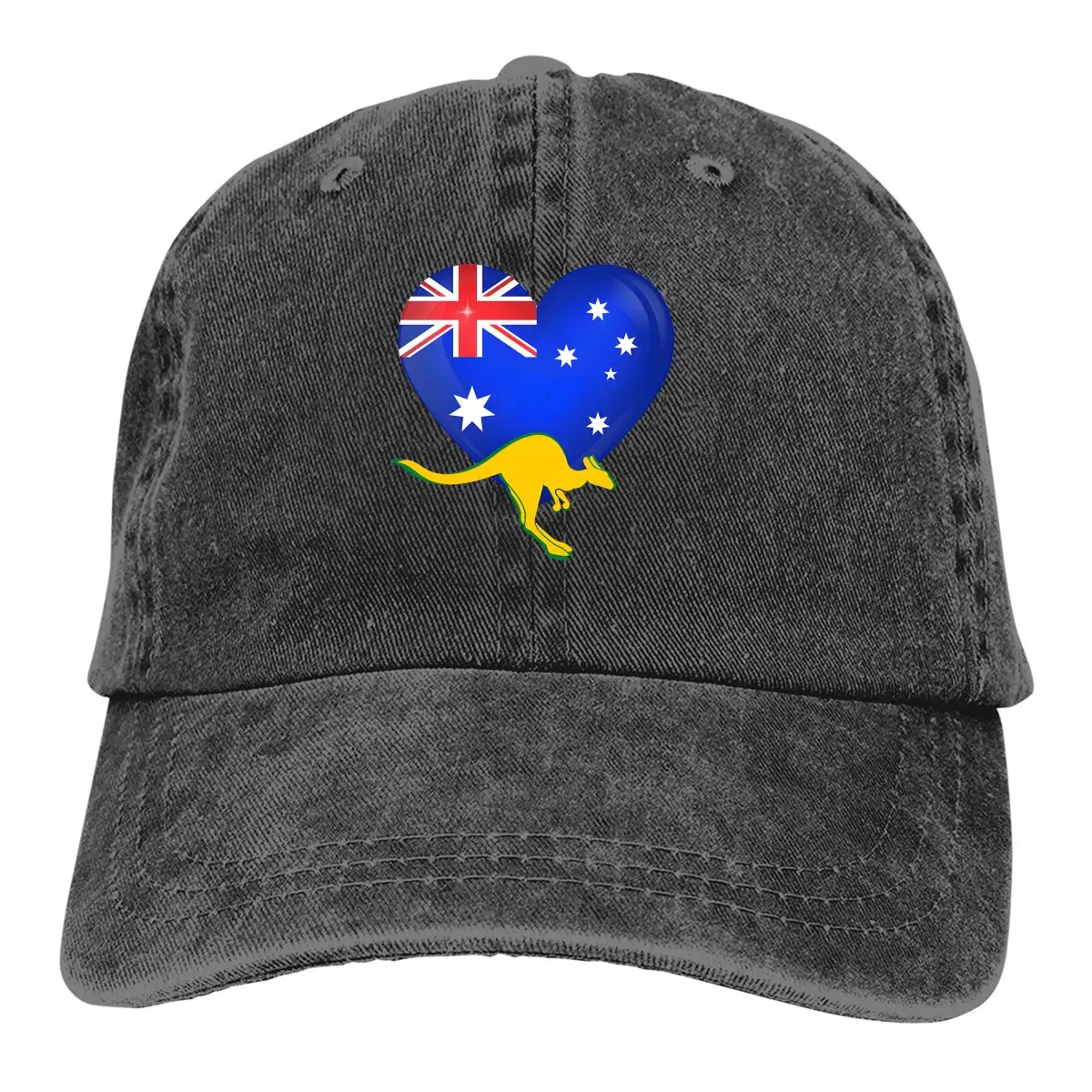 Washed Men's Baseball Cap Heart  Wallaby Trucker Snapback Caps Dad Hat Australian Kangaroo Golf Hats