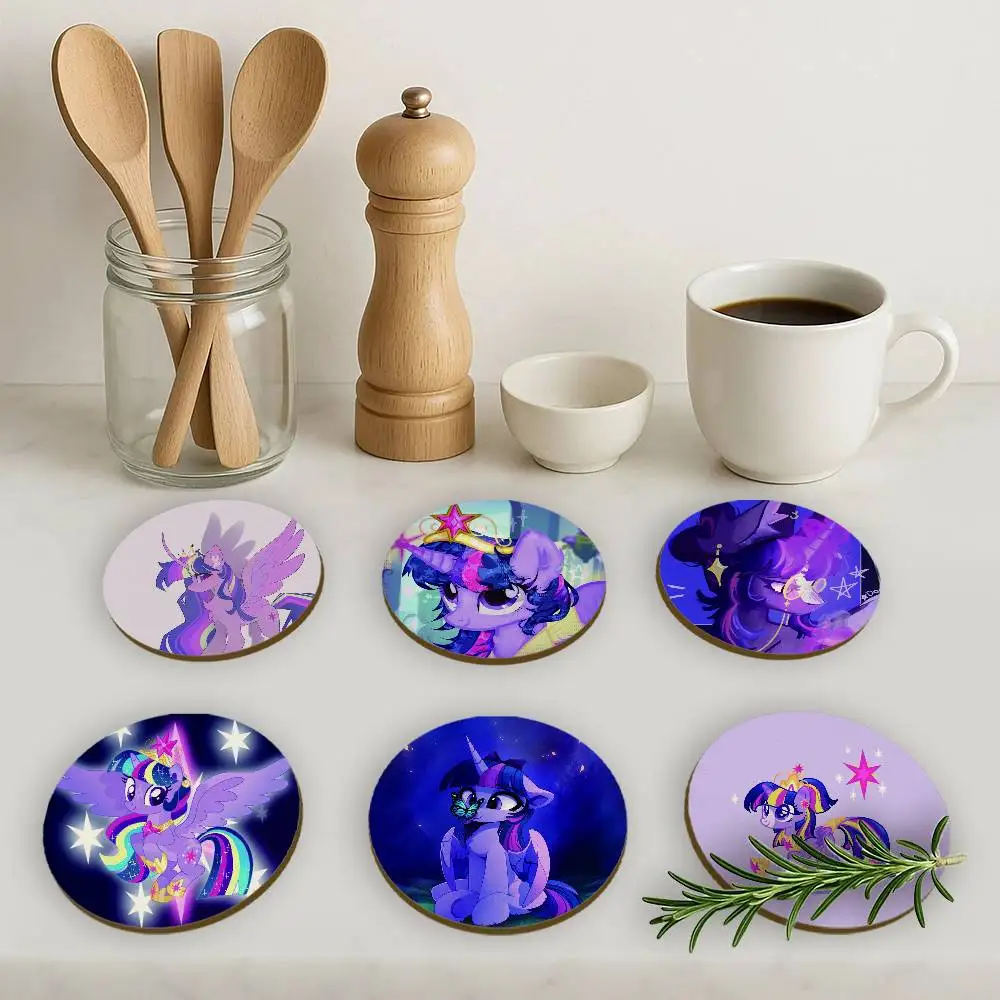 Anime T-twilight Cute S-sparkle 2D Wooden Coasters Heat Resistant Non-Slip Holiday Birthday Gift Durable
