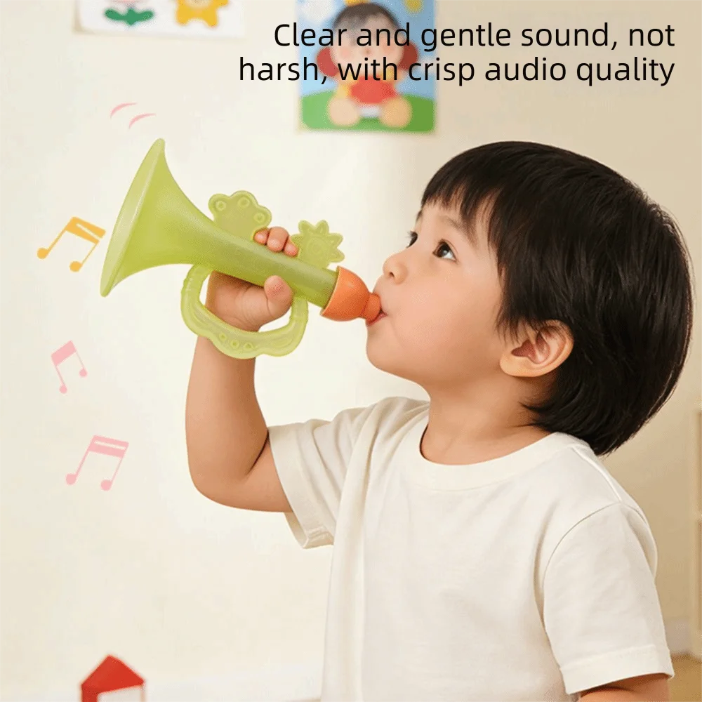 Trompete de Silicone para Bebês, Design Colorido, Simulação de Som, Brinquedo Mastigável para Cultivar a Capacidade Pulmonar