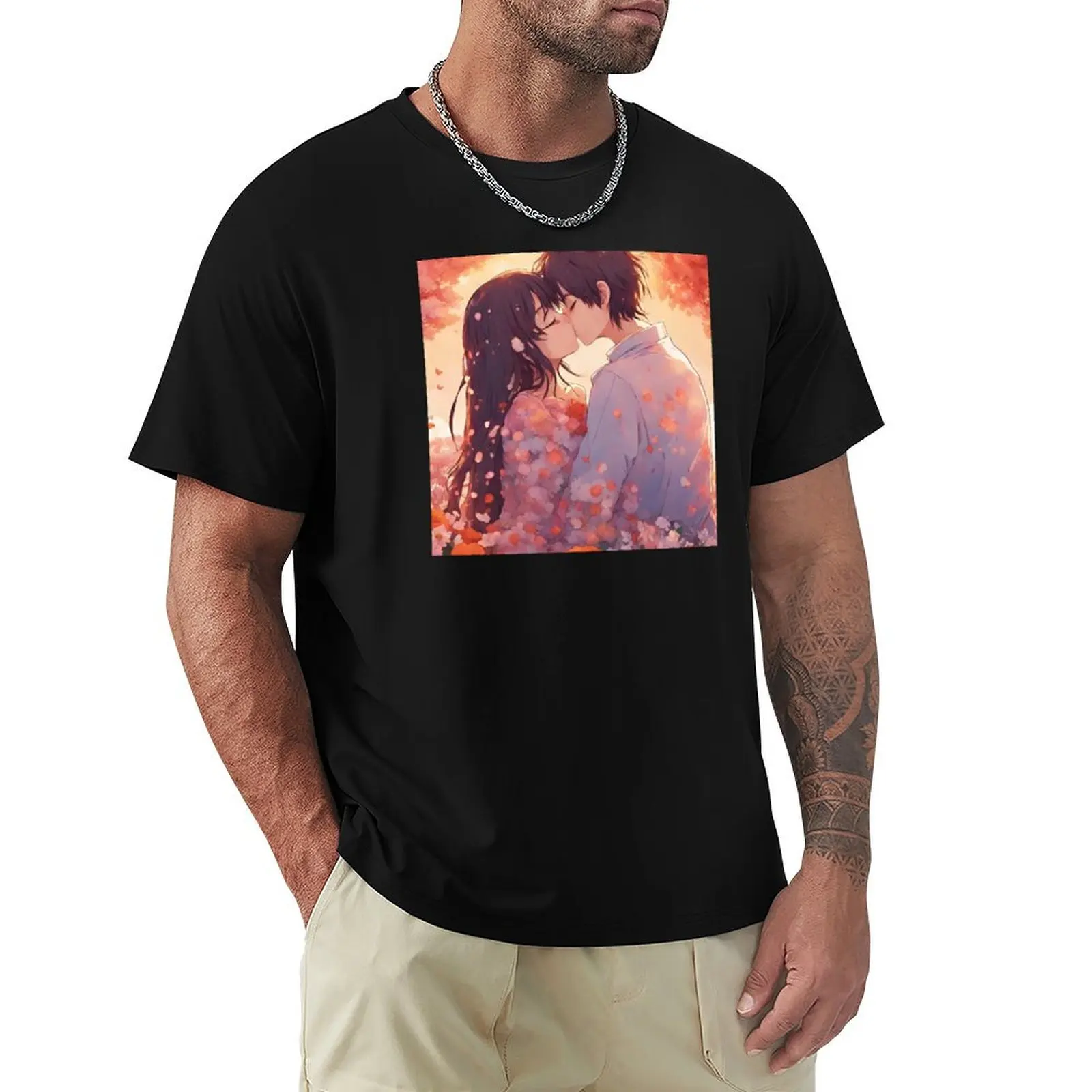 

Romantic Anime Couple T-Shirt plain cute tops customs customs design your own mens big and tall t shirts