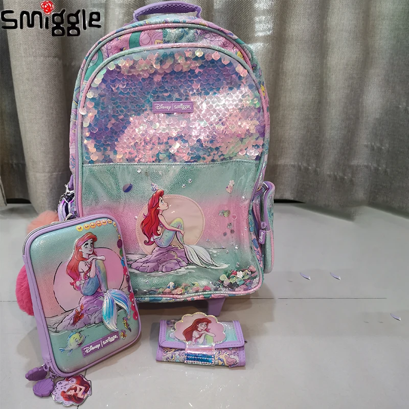 Genuine Disney Australia Smiggle Mermaid School Bag Children Stationery Student Pen Case Lunch Bag Backpack Children\'s Gift