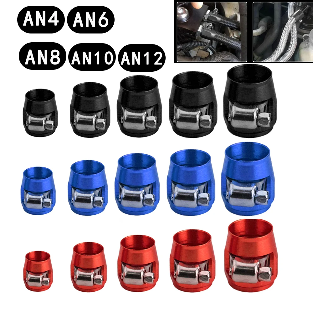 1pc AN4 AN6 AN8 AN10 AN12 Car Hose Finisher Clamp Radiator Modified Fuel Pipe Clip Buckle Universal Hose Clamps Oil End Finisher