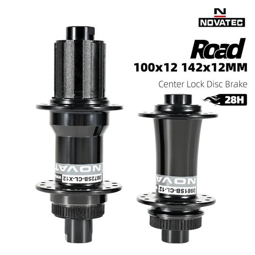 Imagen 2 del producto Bujes de freno de disco de eje pasante Novatec D981 D872SB | Bicicleta de carretera de grava 700C | 24/28H | Cerradura central | HG 8-11 velocidades | 100x12 / 142x12mm