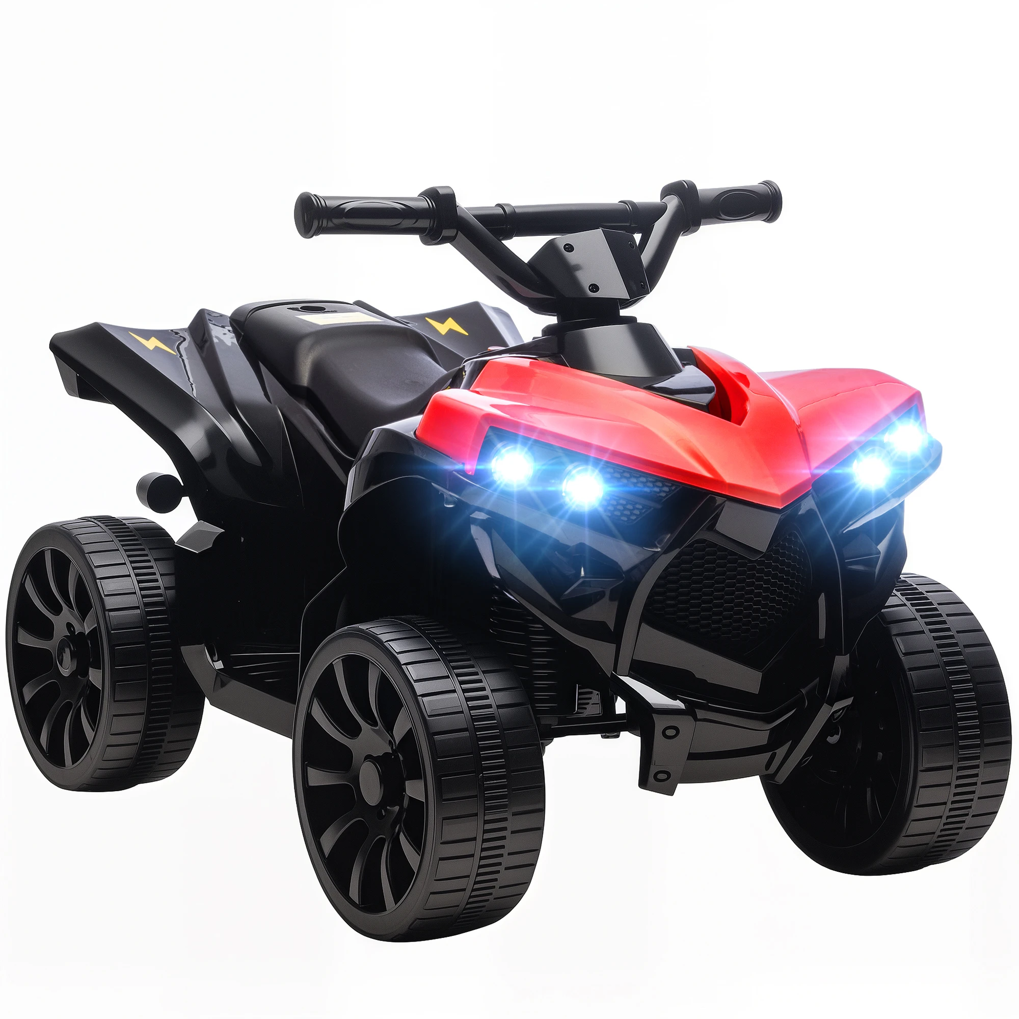 Quad électrique Aiyaplay pour enfants 6 V, Quad pour enfants âgés de 3 à 8, vitesse jusqu'à 3 km/H, avec phares et musique, rouge