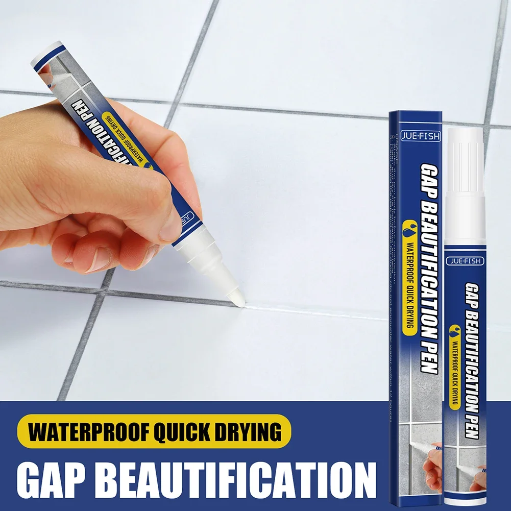 Rotulador de lechada impermeable blanco para azulejos, pluma de costura de pared impermeable para azulejos, piso, baño, herramientas de reparación de costura de descontaminación, 5-1PC