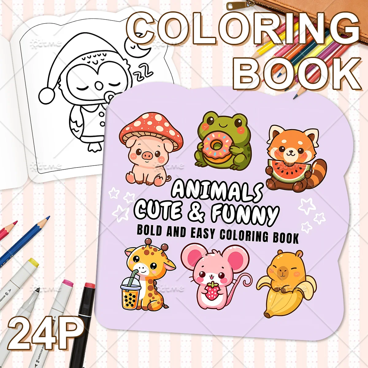 ANIMALS CUTE & FUNNY Irregular Patterns Coloring Book for Adults Cute Drawing Book Perfect Gift for Party and Birthday