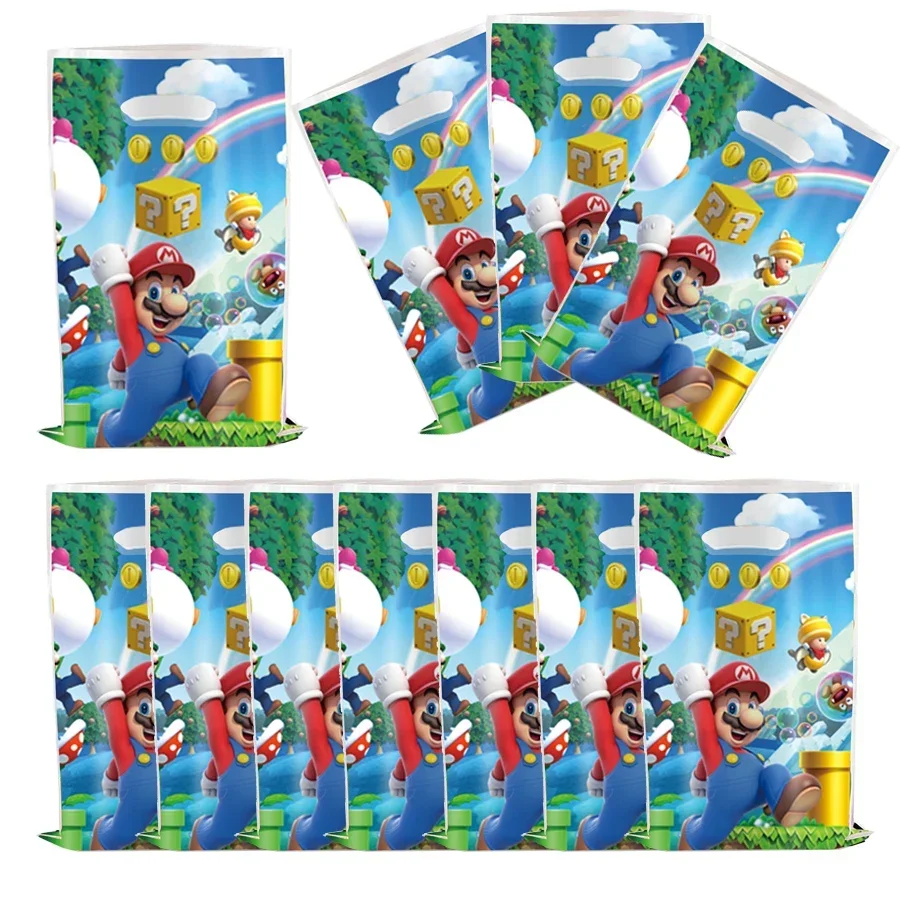 Super Trendige Mario Bros Geburtstagsdekorationen Party-Zubehör Tischdecke Pappbecher Teller Servietten Tasche Set Einweg-Tischgeschirr – Detail 8