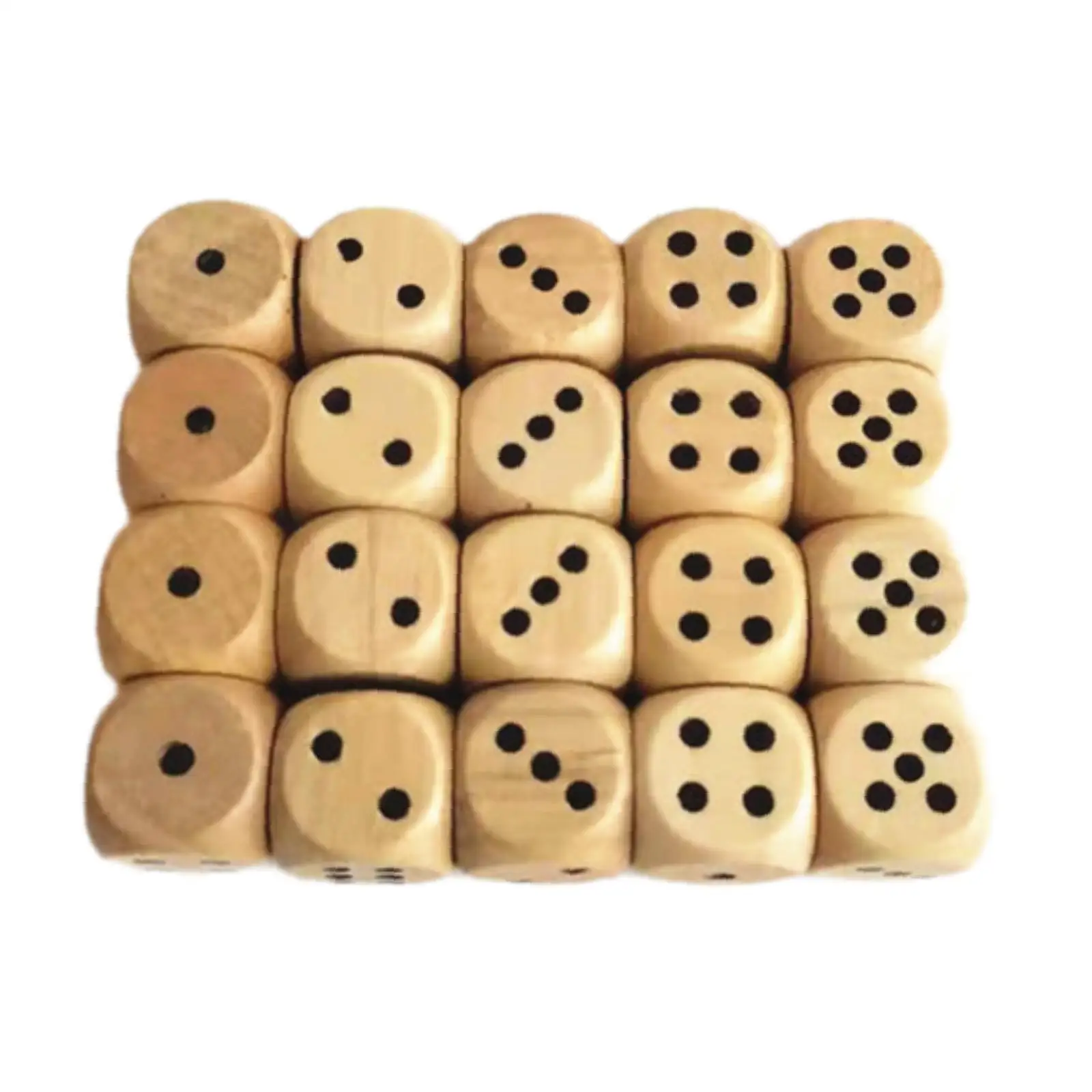 20Pcs Wooden 6 Sided Dice,Standard Mini Dices,Crafts Collectibles with Numbers 1-6,20mm for Party Toy,Role Playing,Table Game