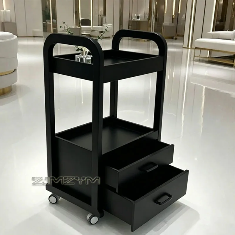 Premium Wooden Salon Trolley Rolling Beauty Storage Cart with Drawers Mobile Makeup Organizer for Salon SPA Beautician