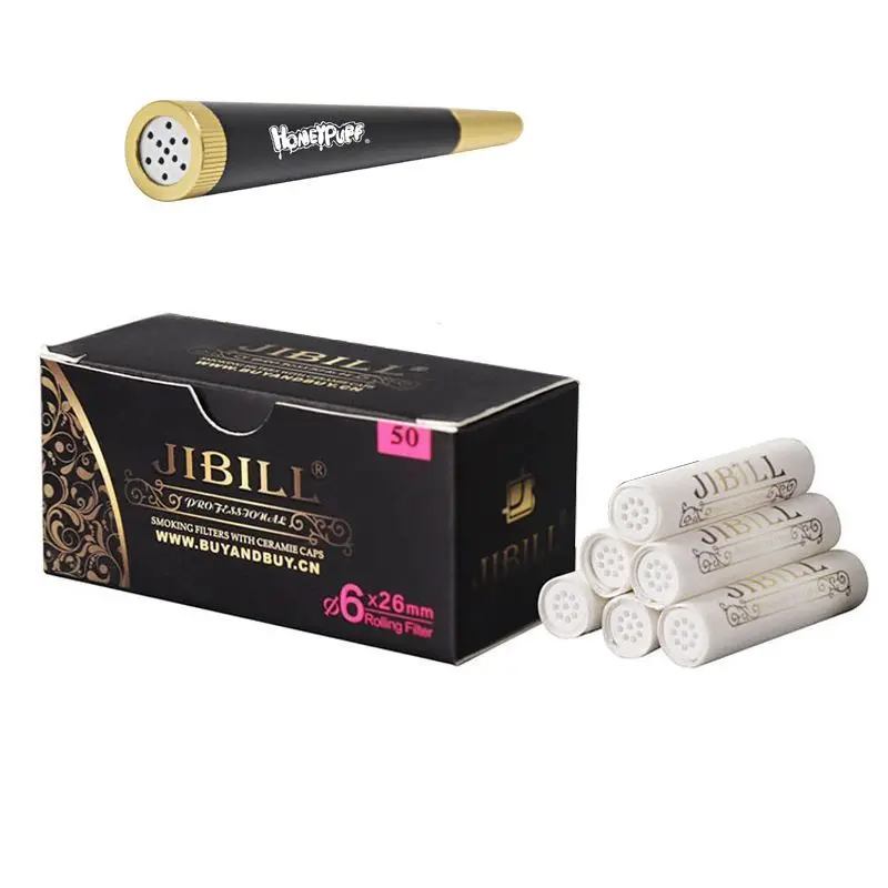Metal Smoking Pipe and Activated Carbon Filter with Both Ceramic Caps 50PCS Per Box Extra Slim 6MM Activated Charcoal Filters view 6