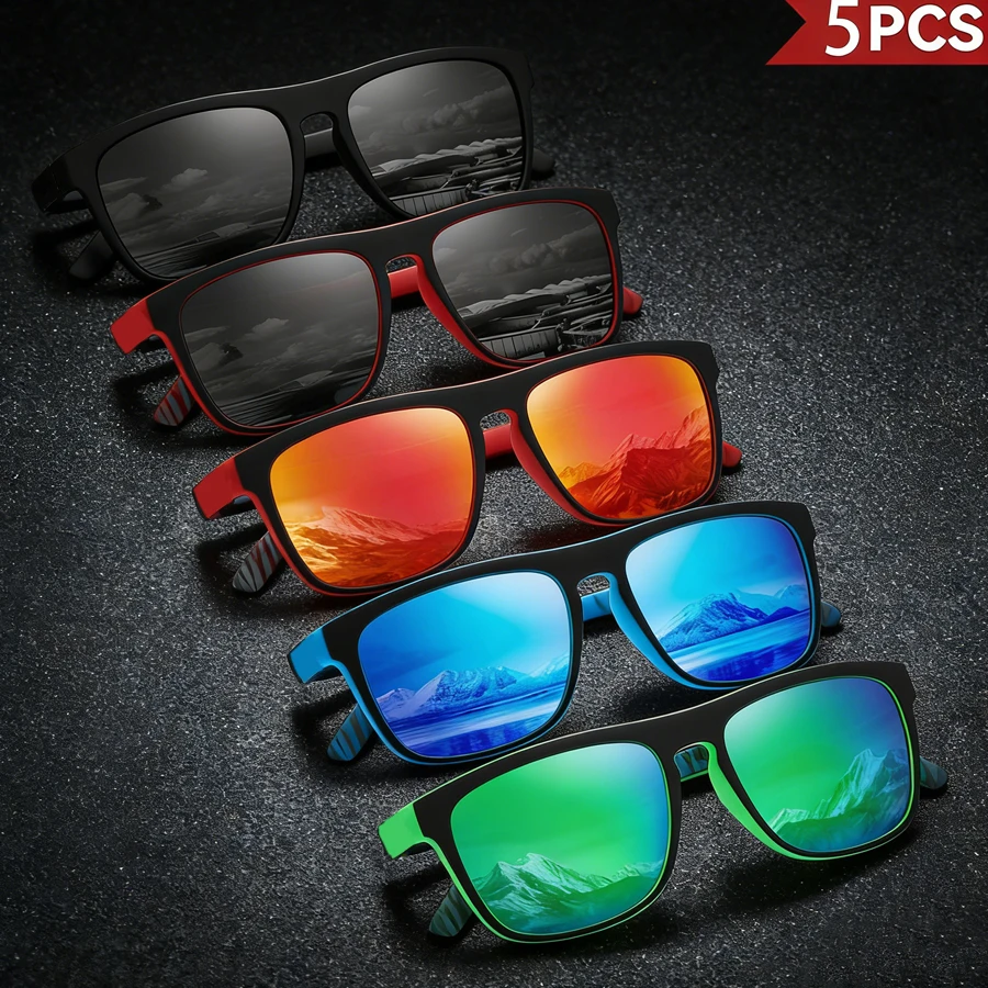 Paquete de 5 gafas de sol redondas, versátiles para viajes, vacaciones y conducción con estilos frescos. Eleva instantáneamente tu temperamento y tu personalidad