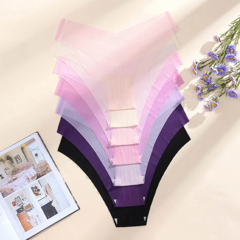 

Plus Size Seamless Low Waist Panties Sexy Breathable Quick Dry Sports Fitness Thong Briefs Female Underpant Summer Soft Lingerie