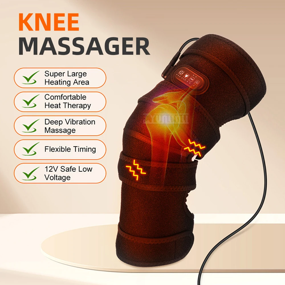 12V Direct Plug Massage Knee Pad with 4 Motors Extended Heat Protection Warm Massager for Comfort And Relaxation