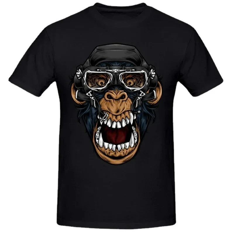 

Unique Summer Stylish Funny Men's Cotton T-Shirt Pilot Monkey T Shirt Gas Mask O-Neck Tops Tees