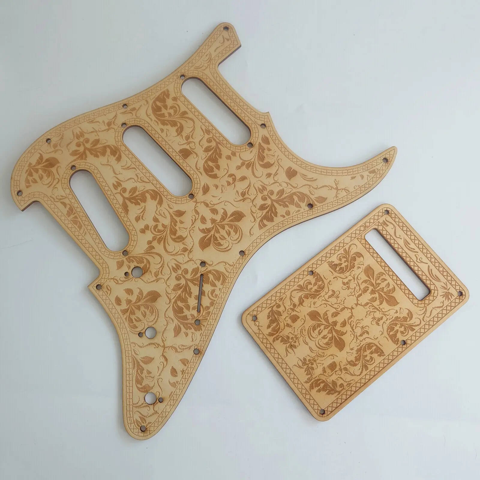 11 Hole ST Guitar Pickguard and  Back Plate Carved Basswood SSS Pickup Pickguard for ST Electric Guitar Replacement Parts