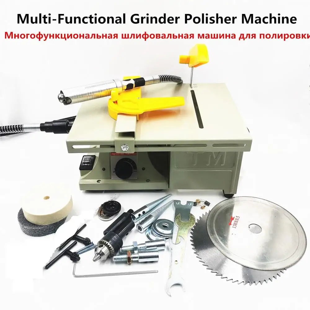 Multifunction Mini Table Saw Stone Polisher Jade Engraving Machine Grinding Polishing Machine Jade Cutting Machine 220V