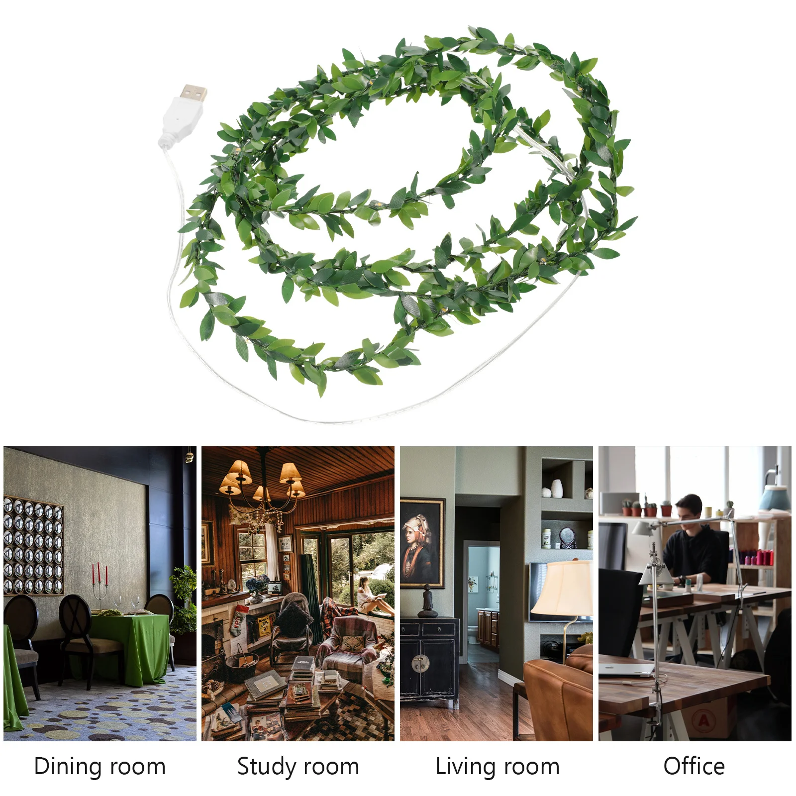 Green Leaf Led String Lights Warm White Decorative Lights For Home Garden Patio Christmas Party Decor Indoor Outdoor Rattan Lamp