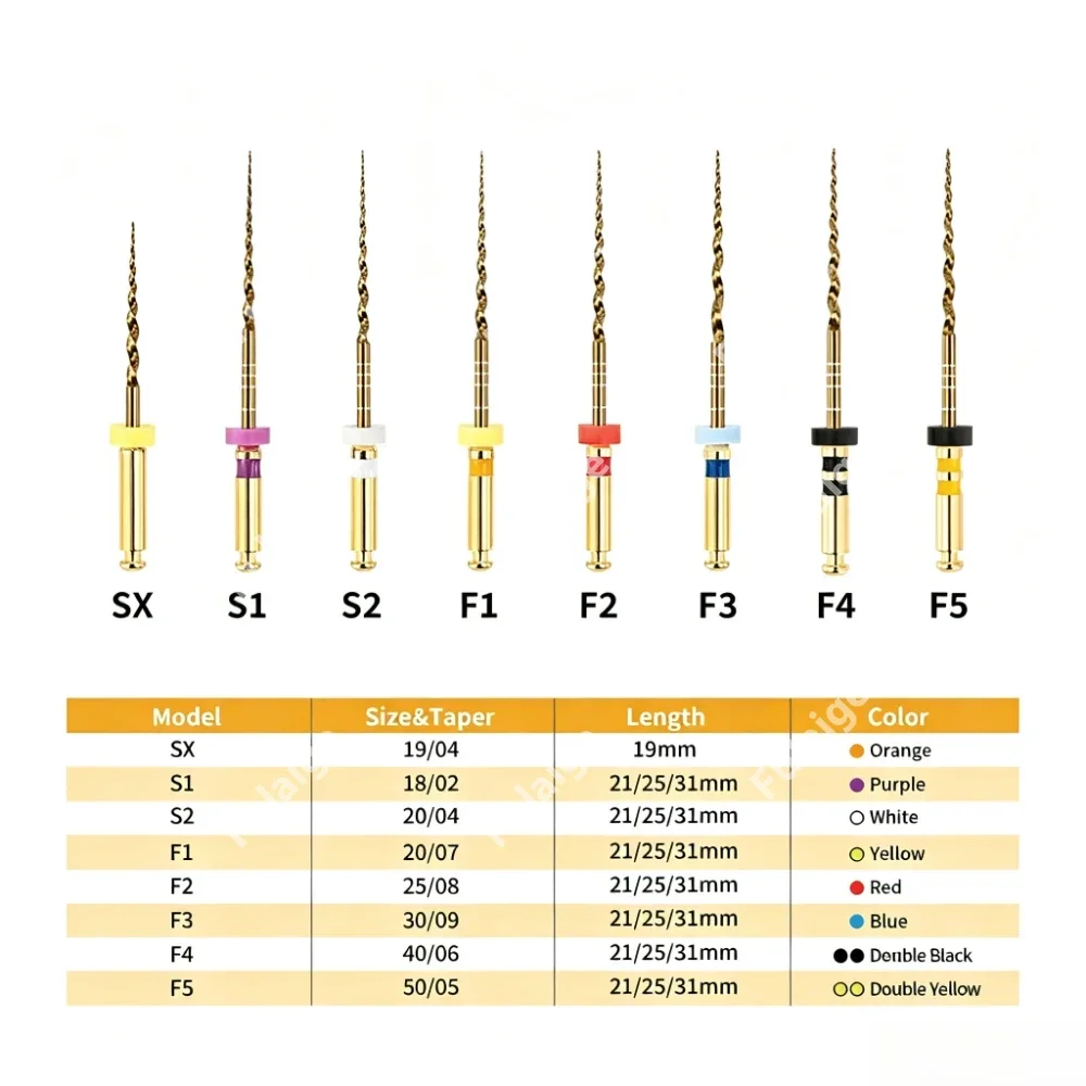 Dental Rotary Root Canal Files Golden Niti Heat Activation Flexible Engine Files SX-F3 Endodontic Dentist Instrument