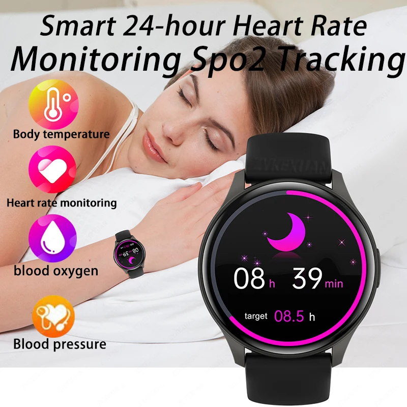 Smartwatch Esportivo AMOLED para Homens e Mulheres, Chamada Bluetooth, Rastreador De Fitness, Monitor De Oxigênio No Sangue, Android, IOS, 1.43\