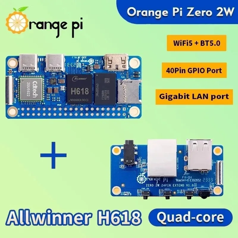 

Orange Pi Zero 2W 4GB + Expansion Board Dev Allwinner H618 Orange Pi Zero 2 W WiFi-BT Zero2W Single Board Computer