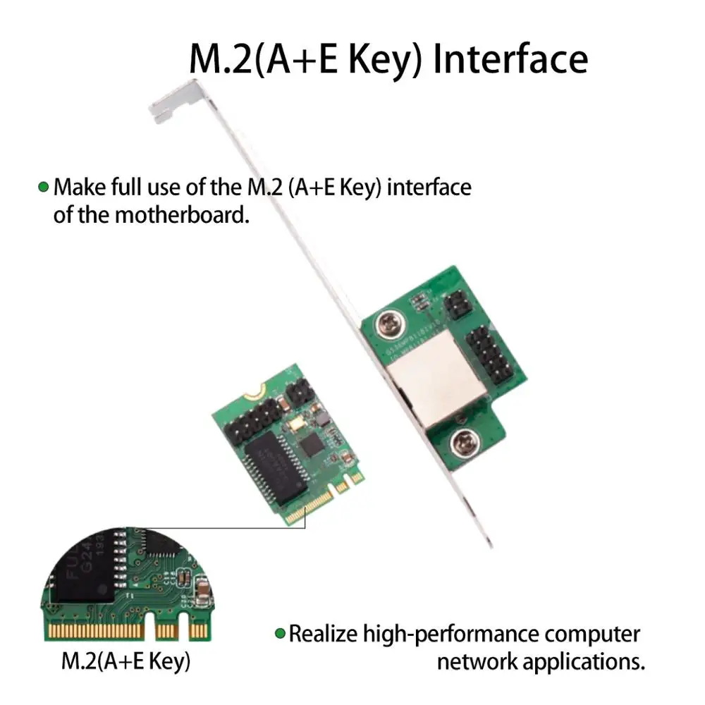 IOCREST 22x30mm M.2 A Key and E Key to 1 Port 10/100/1000Mbps Gigabit Ethernet NIC Network Card