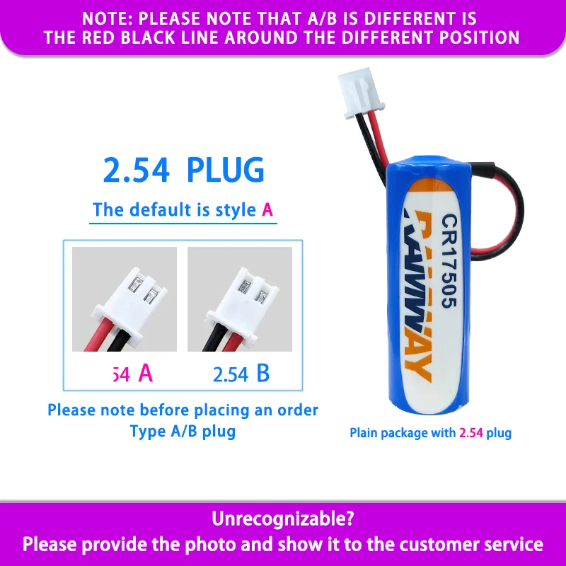 

RAMWAY CR17505 Add XH2.54 Plug 3.0V Disposable Lithium Manganese Battery Prepaid IC Card Intelligent Water Meter Smoke Sensor