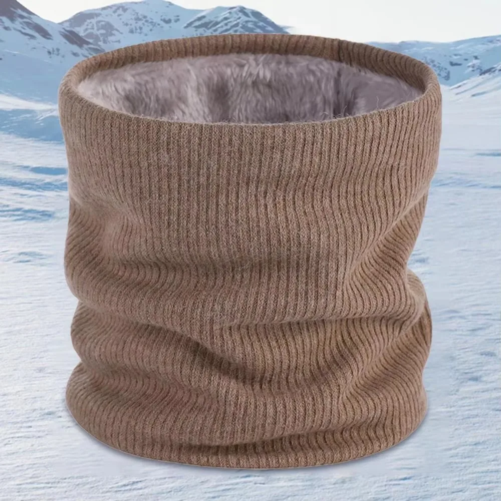 Fleece Lined Knitted Scarf Warmer Neck Tube Collar Scarf Circle Loop Scarves Soft Double-Layer Riding Mask Outdoor Riding