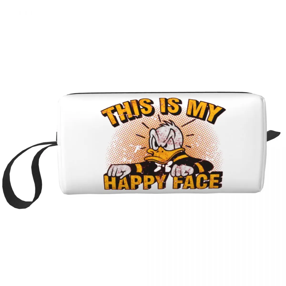 

Custom Donald Duck Face Toiletry Bag for Women Cosmetic Makeup Organizer Ladies Beauty Storage Dopp Kit Case