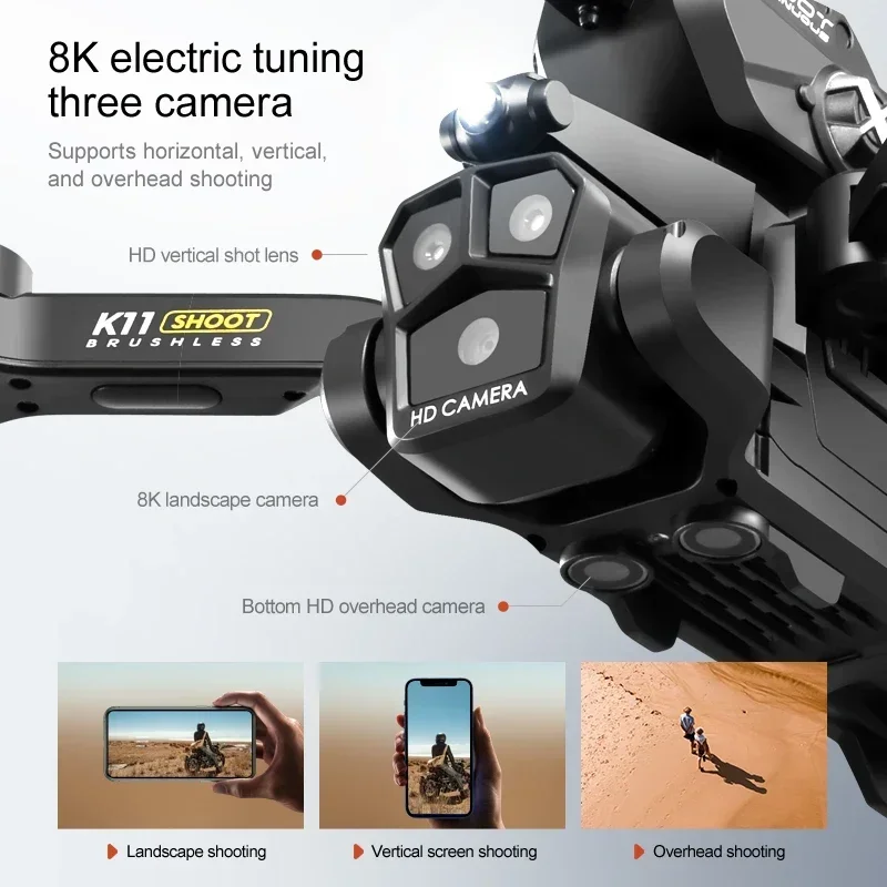 Xiaomi K11 MAX Drone Launching Water Bombs Brushless Power Electric Adjustment Three Camera Drone Quadcopter Adults Childs Toy