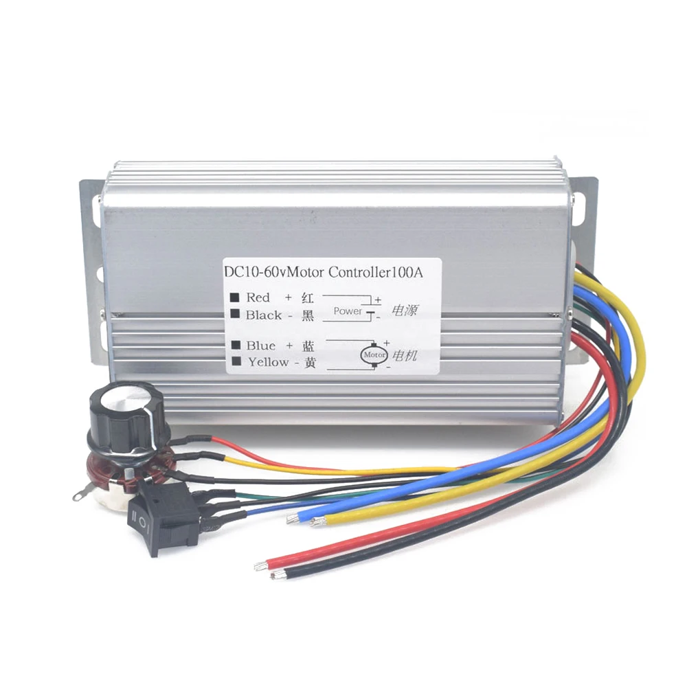 

DC10-60V Motor Speed Controller Forward and Reverse 0-100% Motor Speed Adjustable Regulator 100A DC Brush Motor Speed Governor