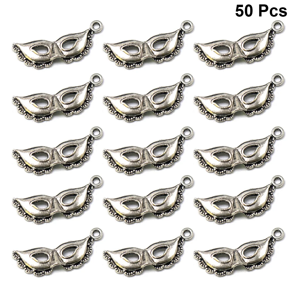 

50 Pcs Alloy Mask Pendant Charms for DIY Necklace Bracelet Earrings Jewelry Making Supplies Metal Accessories Gift Ideas