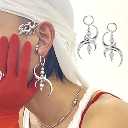 Goth Jewelry orecchini con rivetti a lama irregolare Grunge Rock accessori ciondoli coreani orecchini con perline di luna orecchini Punk estetici